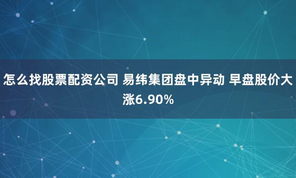 怎么找股票配资公司 易纬集团盘中异动 早盘股价大涨6.90%