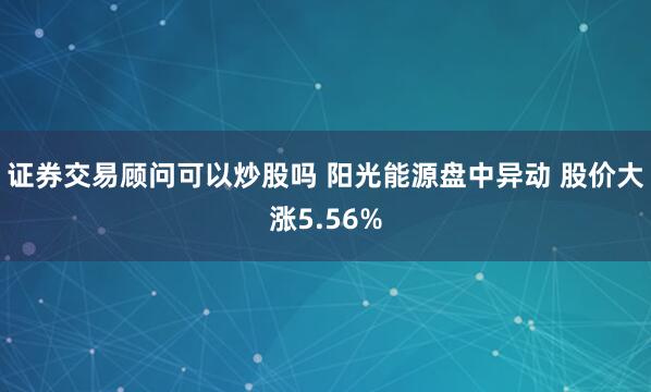 证券交易顾问可以炒股吗 阳光能源盘中异动 股价大涨5.56%